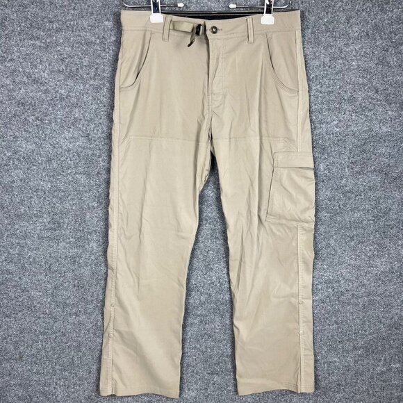 PrAna Cargo Hiking Pants Khaki Men's Med X 30L Born From The Experience Belt - Picture 1 of 10